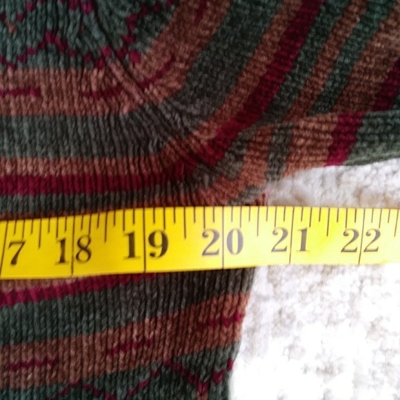 Vintage Christopher & Banks Hand Embroidered Stripe Sweater MEDIUM Brown Red - Picture 15 of 16